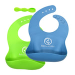 UMIGAL Babyslabbetje Siliconen babyslabbetje voor baby's. 2 Slabbetjes & Gratis Lepel slabbetjes