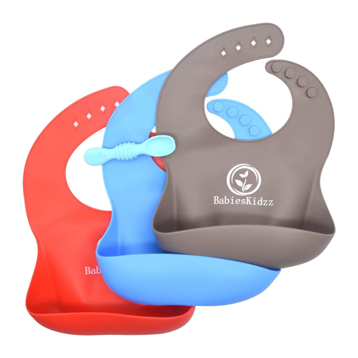 UMIGAL Babyslabbetje Siliconen babyslabbetje voor baby's. 2 Slabbetjes & Gratis Lepel slabbetjes