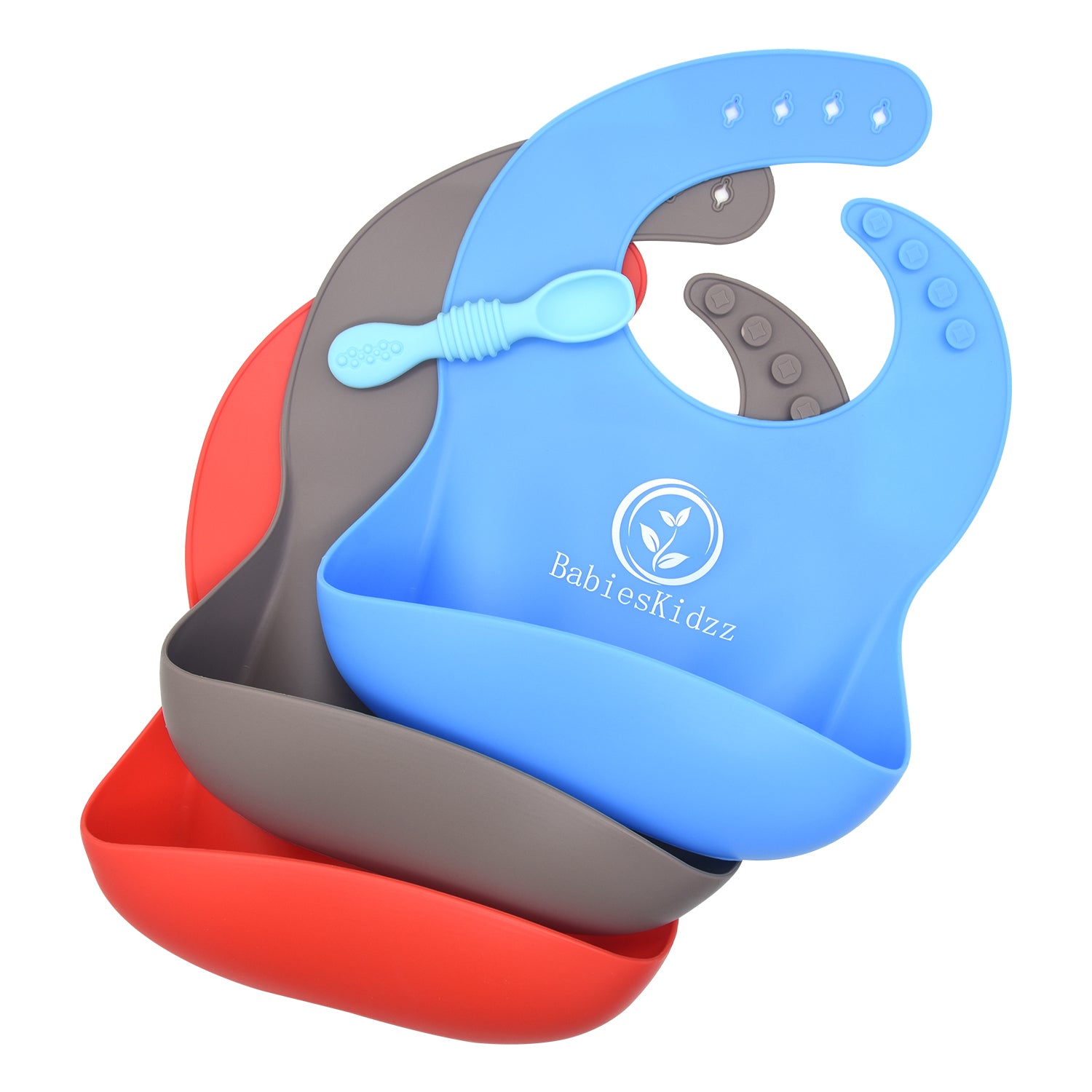 UMIGAL Babyslabbetje Siliconen babyslabbetje voor baby's. 2 Slabbetjes & Gratis Lepel slabbetjes