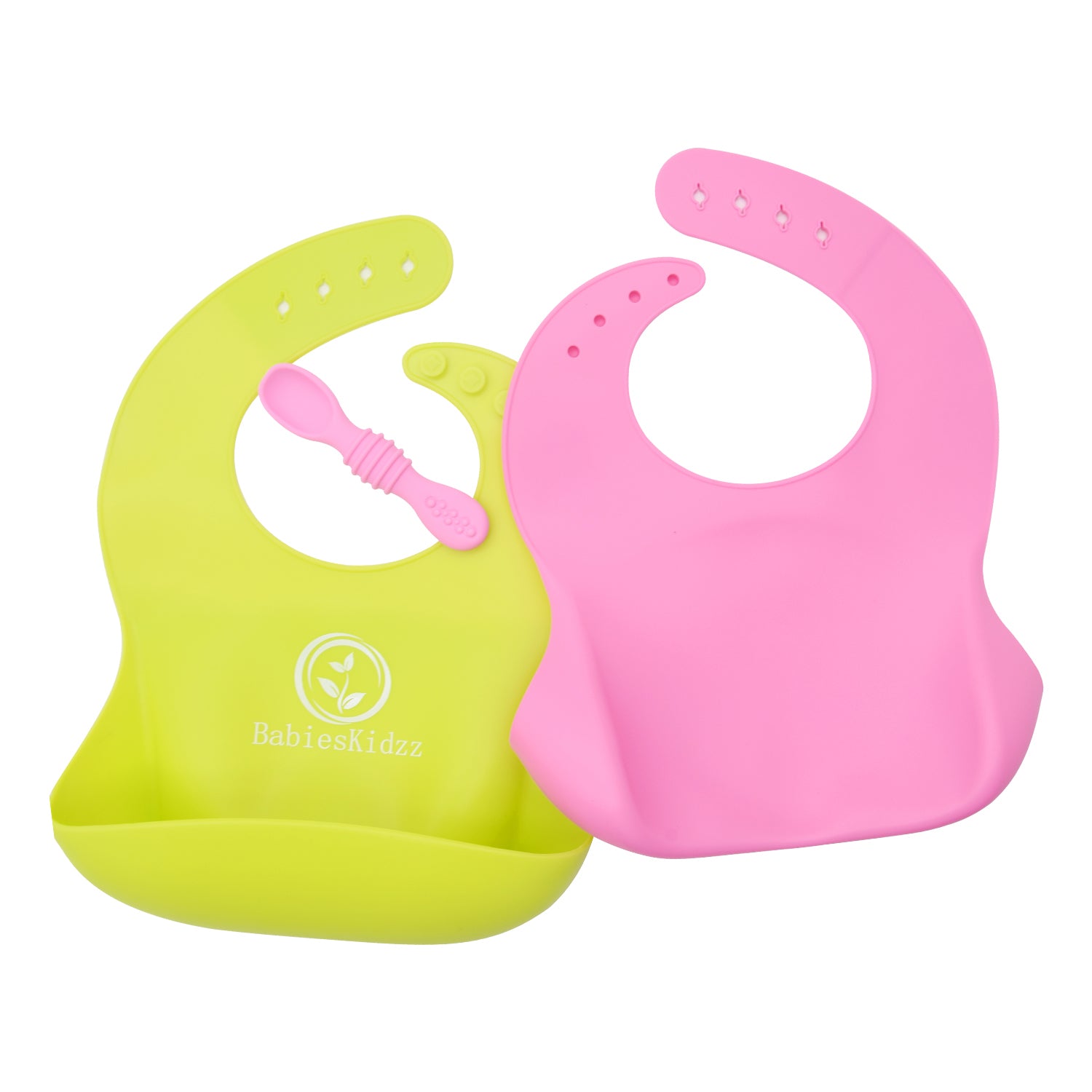 UMIGAL Babyslabbetje Siliconen babyslabbetje voor baby's. 2 Slabbetjes & Gratis Lepel slabbetjes