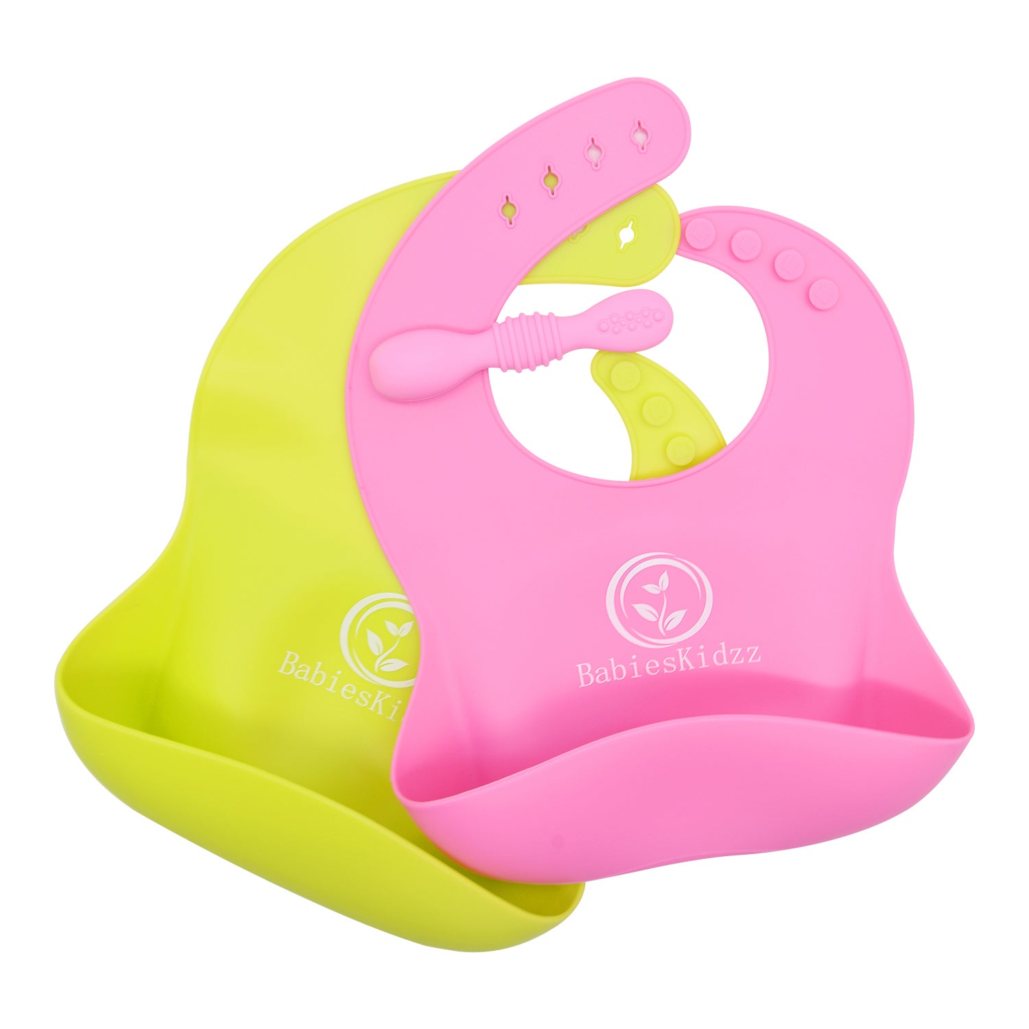 UMIGAL Babyslabbetje Siliconen babyslabbetje voor baby's. 2 Slabbetjes & Gratis Lepel slabbetjes