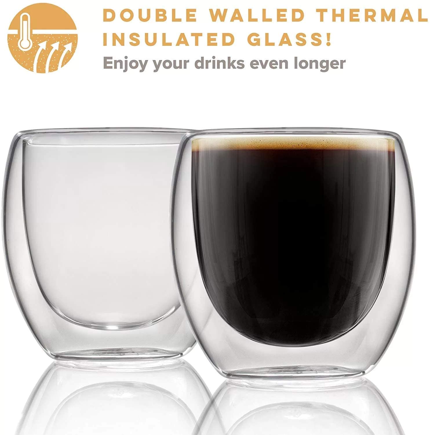 UMIGAL Dubbelwandig Glas Espressokopjes of Theeglas- 2 stuks